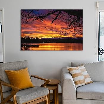 絵画 インテリア 絵 額付(黒）油絵 F4-081411 風景 朝夕陽山田園