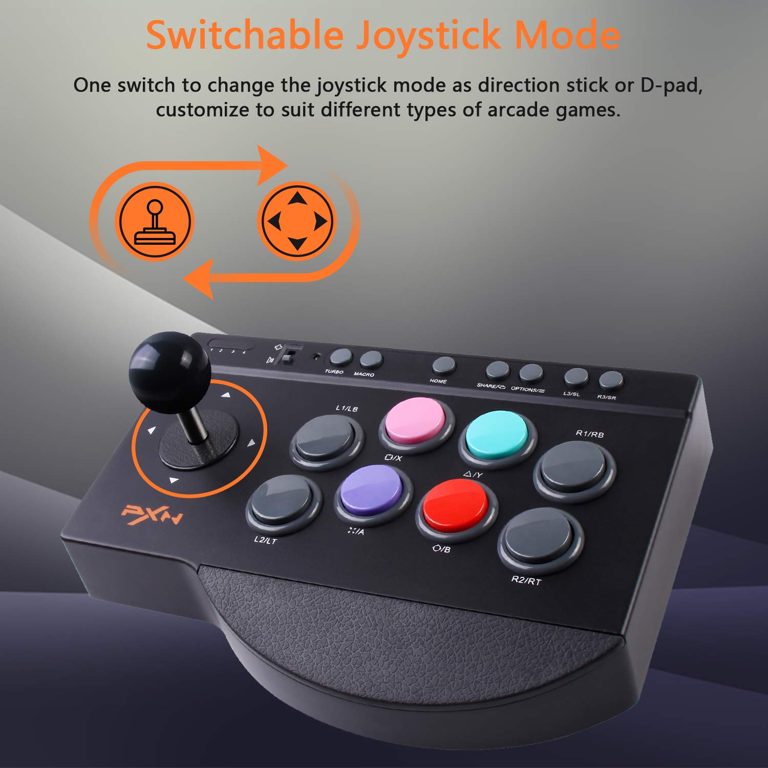 Amazon.co.jp: PXN アーケードコントローラー TURBO機能 MACRO機能付き