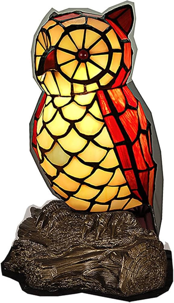 Amazon.co.jp : ランプ 幅6インチ フクロウの形のステンドグラスランプ