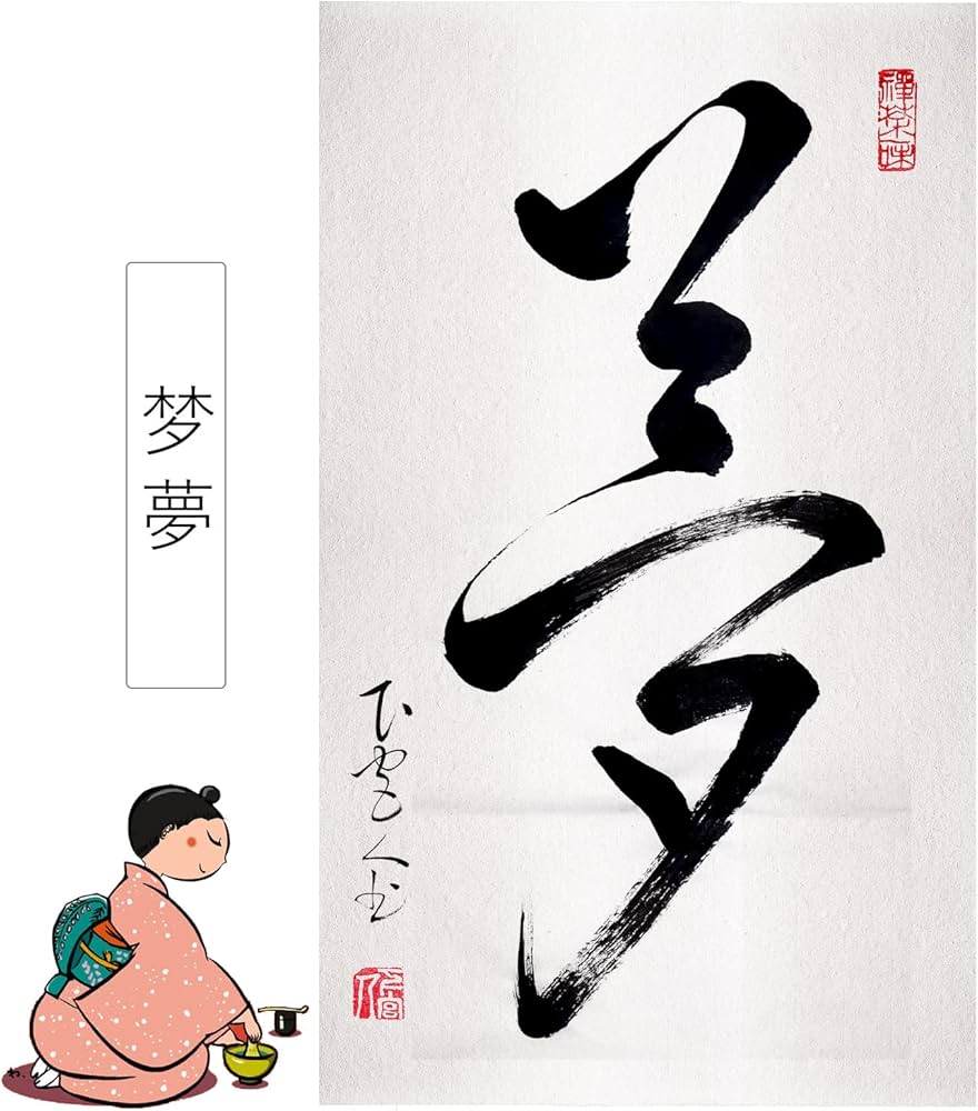 Amazon.co.jp: 肉筆 1文字の禅語 / 梦 夢/掛け軸 床の間 風水 運気