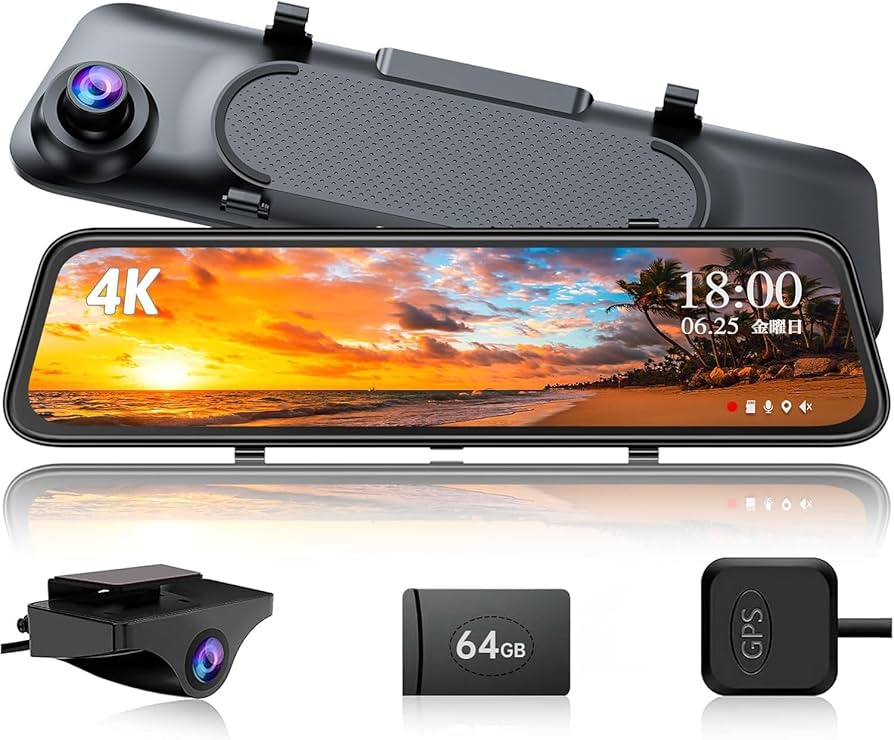 Amazon | JADO ミラー型ドライブレコーダードライブレコーダー 4K 12