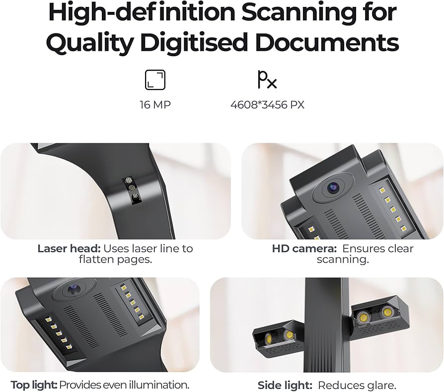 CZUR Scanner avançado de livros e documentos ET16 Plus, tecnologia