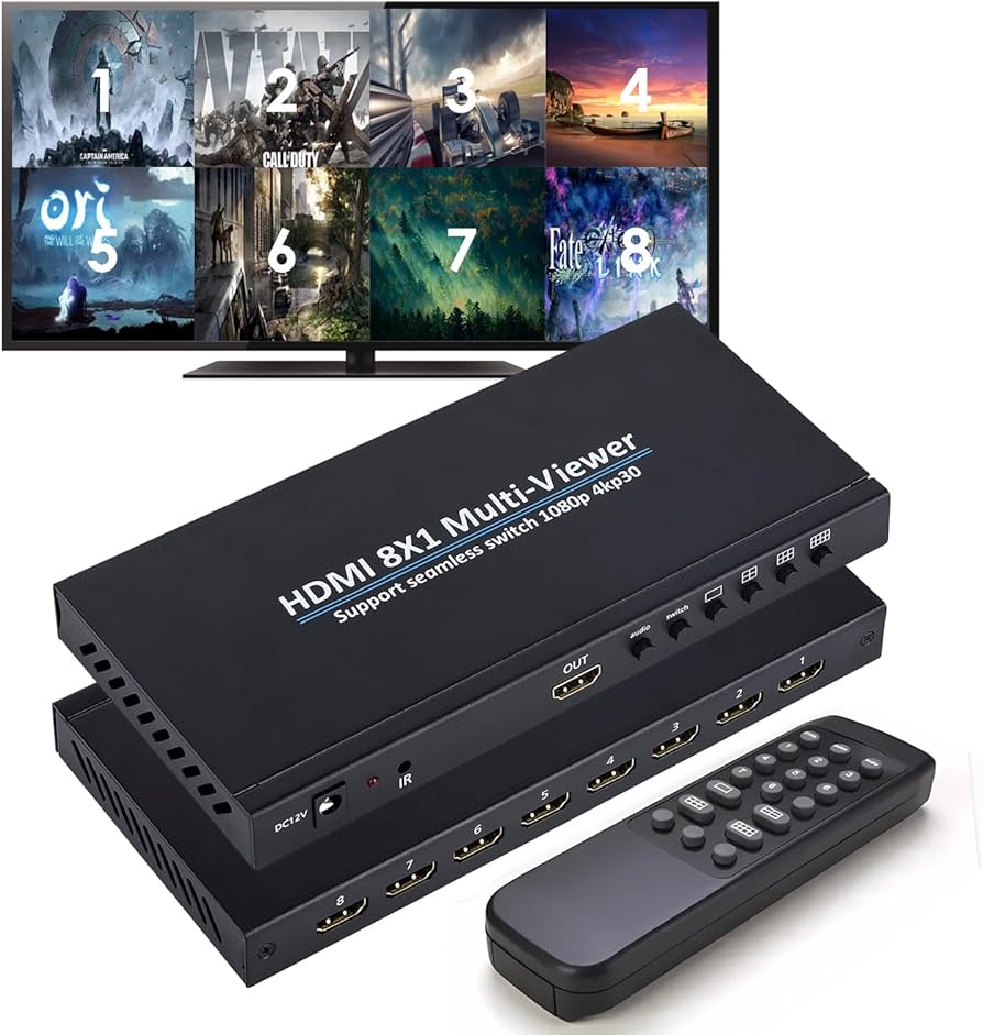 Amazon.co.jp: HDMI 画面切り替え器 8x1 1080p 画面分割切替器 8入力1