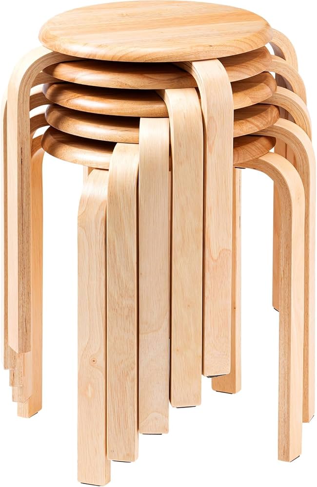 Amazon.co.jp: イーサプライ スツール 木製 5脚セット 天然木 丸椅子
