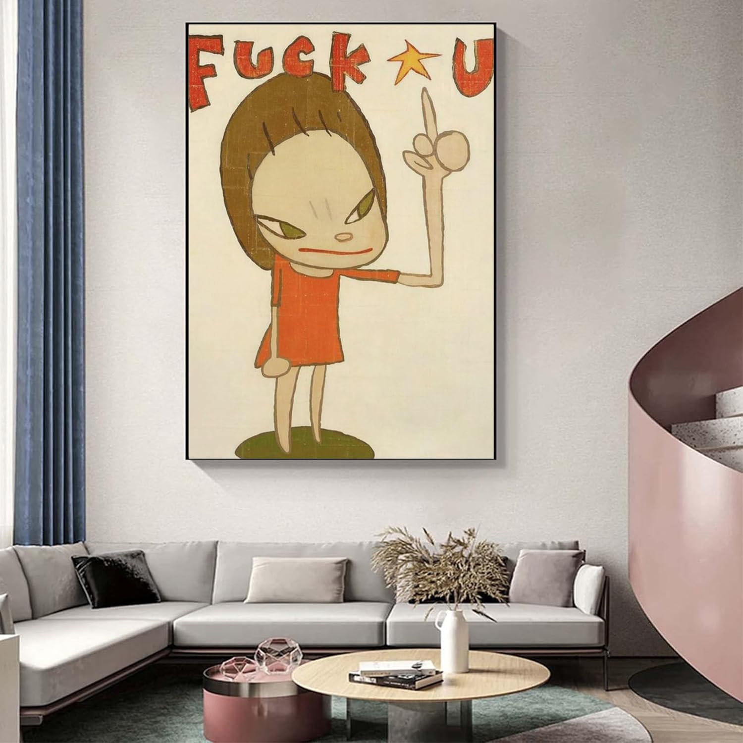 Amazon.co.jp: 有名な奈良美智展ポスター《ファック》ウォールアート