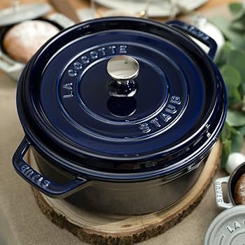 Amazon.com: Staub Cast Iron 4-qt Round Cocotte - Dark Blue, Made