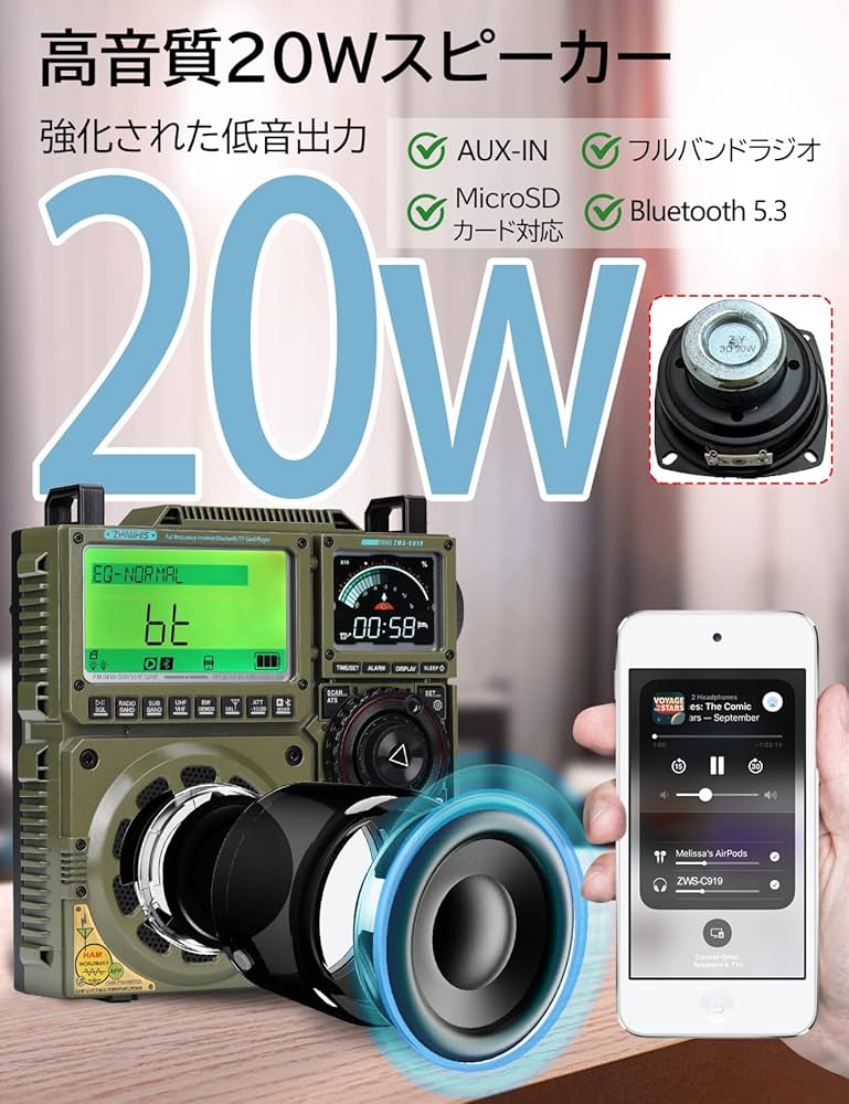 Amazon.co.jp: ZHIWHIS BCLラジオSSB高性能マルチバンド AM FM CB LW