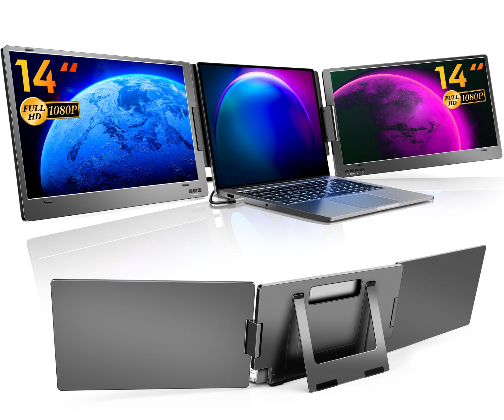 Amazon.co.jp: RAKUTOP モバイルモニター 14インチ トリプルモニター