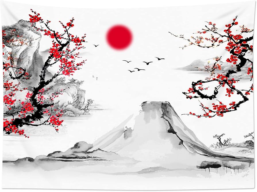 Amazon.co.jp: ZQBDFC 日本の水墨画 自然の風景 タペストリー 富士山