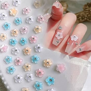 Amazon | ネイルパーツ 花 60個入り 3D 立体 お花パーツ 樹脂 可愛い