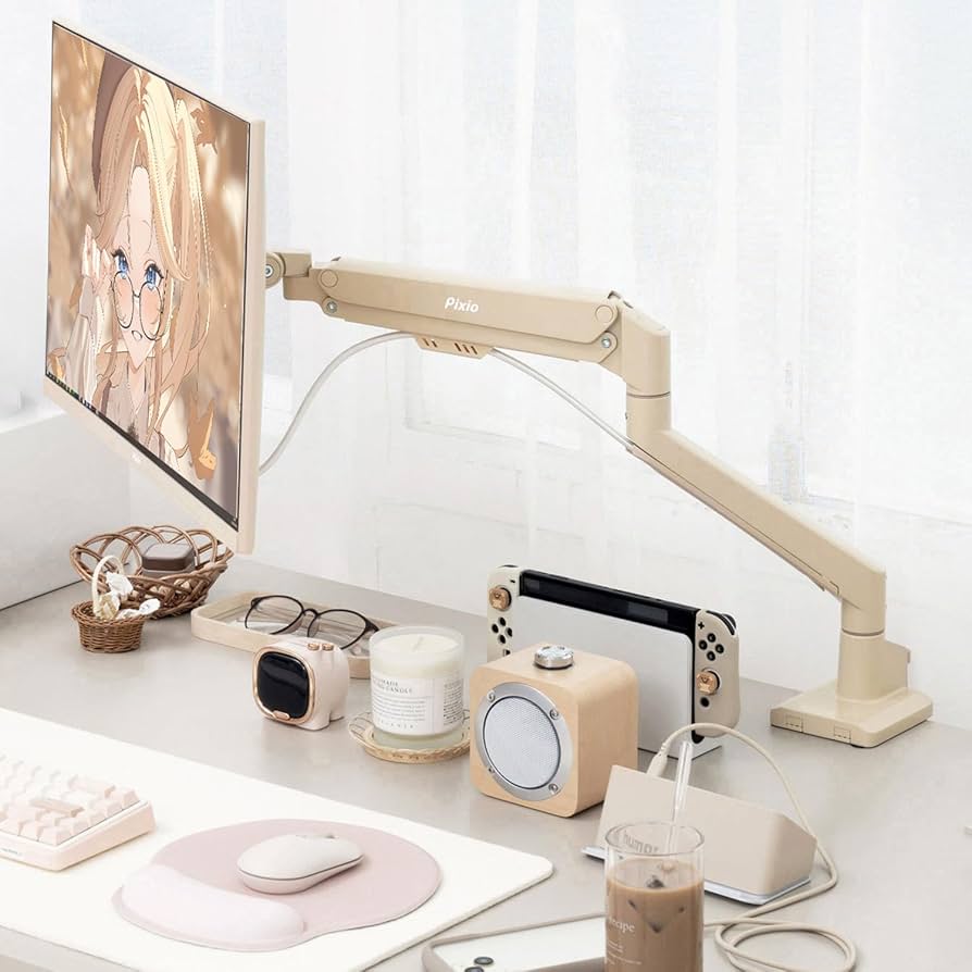 Amazon.co.jp: Pixio PS1S Wave Beige ベージュ モニターアーム
