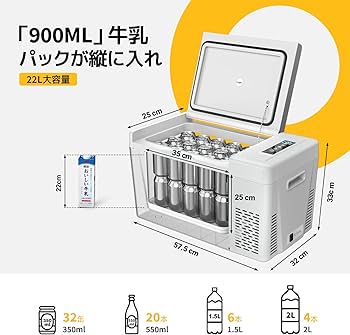Amazon.co.jp: BougeRV 車載用冷蔵庫 22L -22℃～10℃ コンプレッサー式