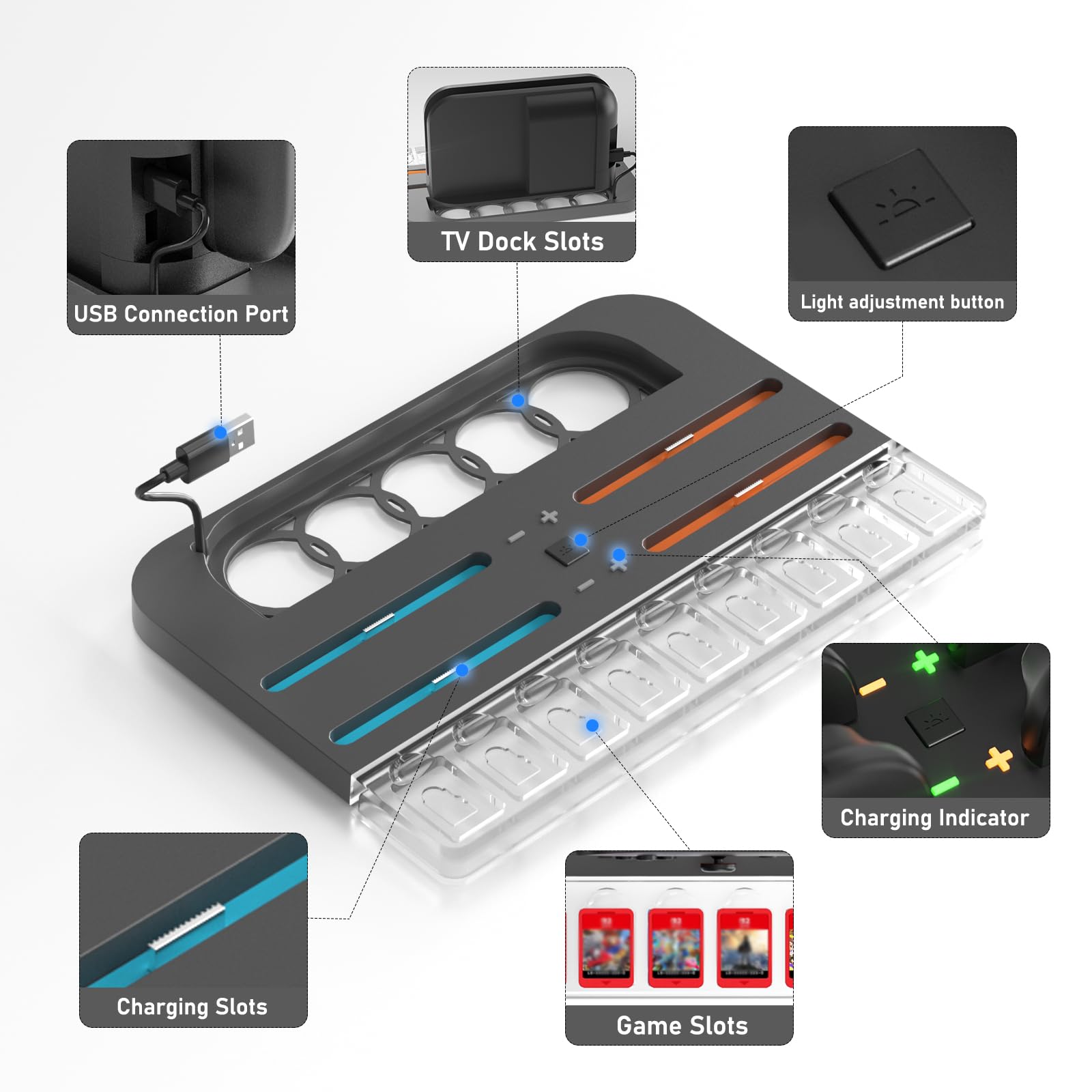 Amazon.co.jp: Nintendo Switch 2(2025)用充電器充電ドック、RGBライト