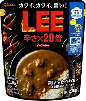 Amazon.co.jp: ビーフカレーLEE 大盛り辛さ×20倍 230g×5個 江崎グリコ