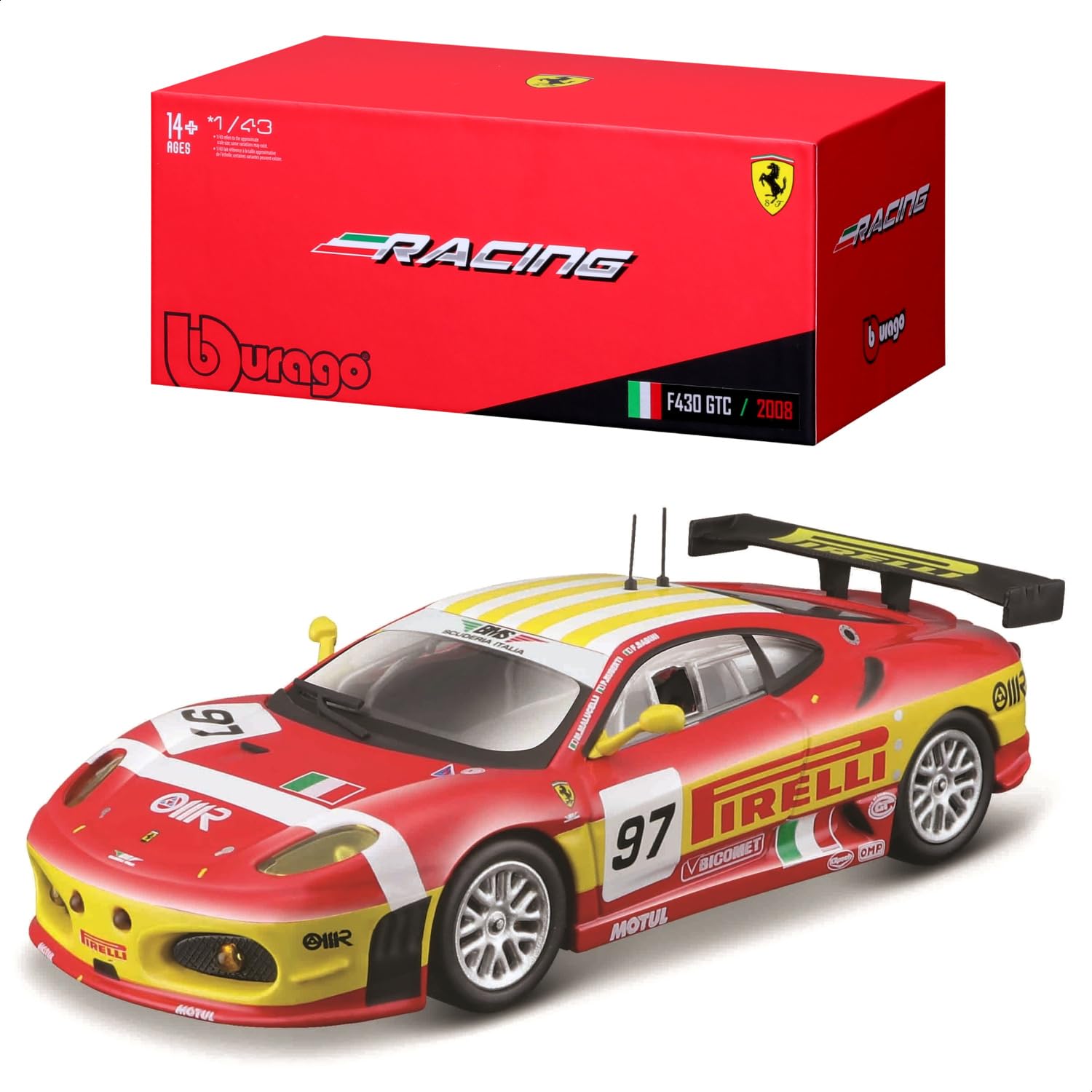 Amazon.com: Bburago B18-36303 1:43 Ferrari Racing F430 GT2 2008