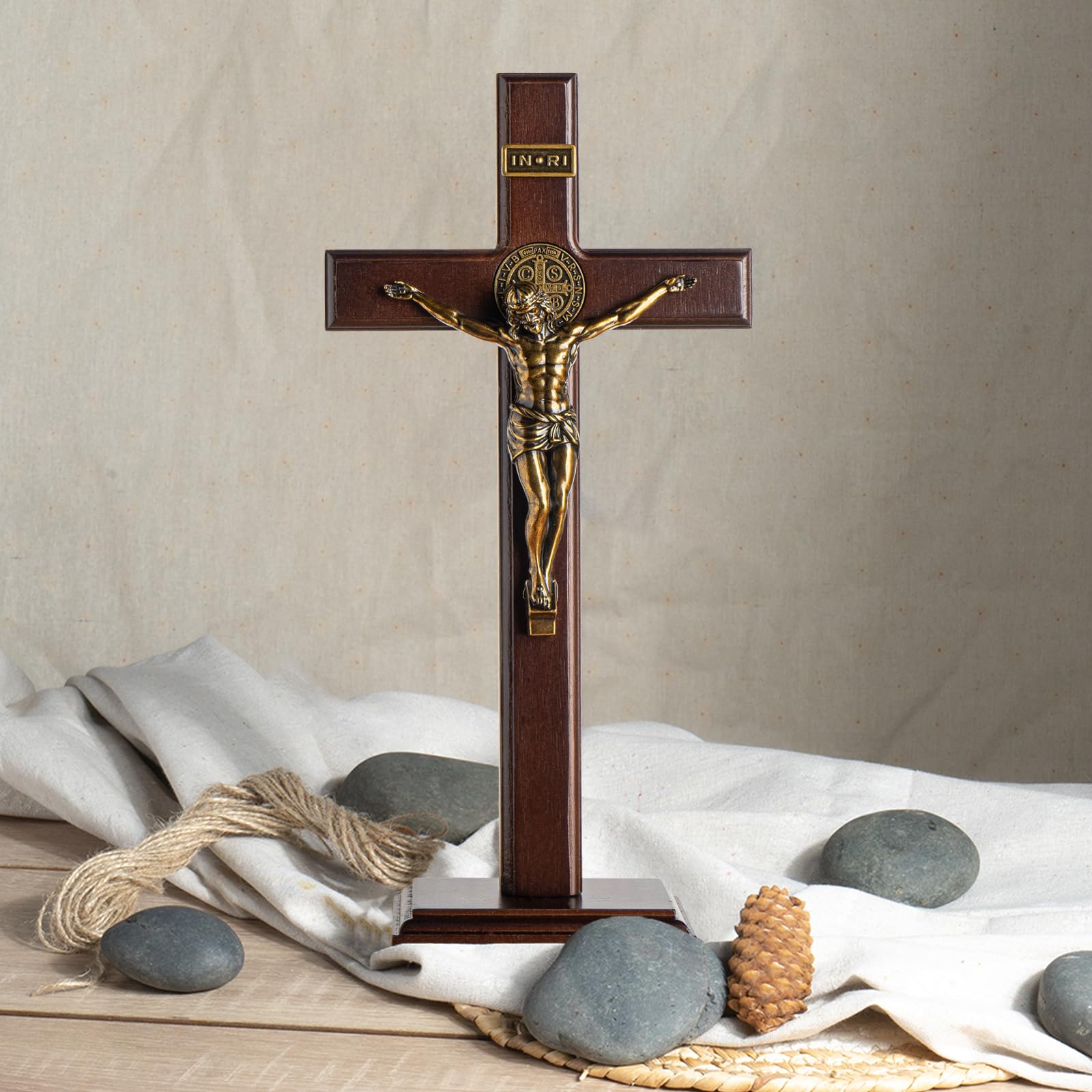 Amazon.co.jp: KUXBET 木製十字架クロス 取り外し可能なスタンド付き