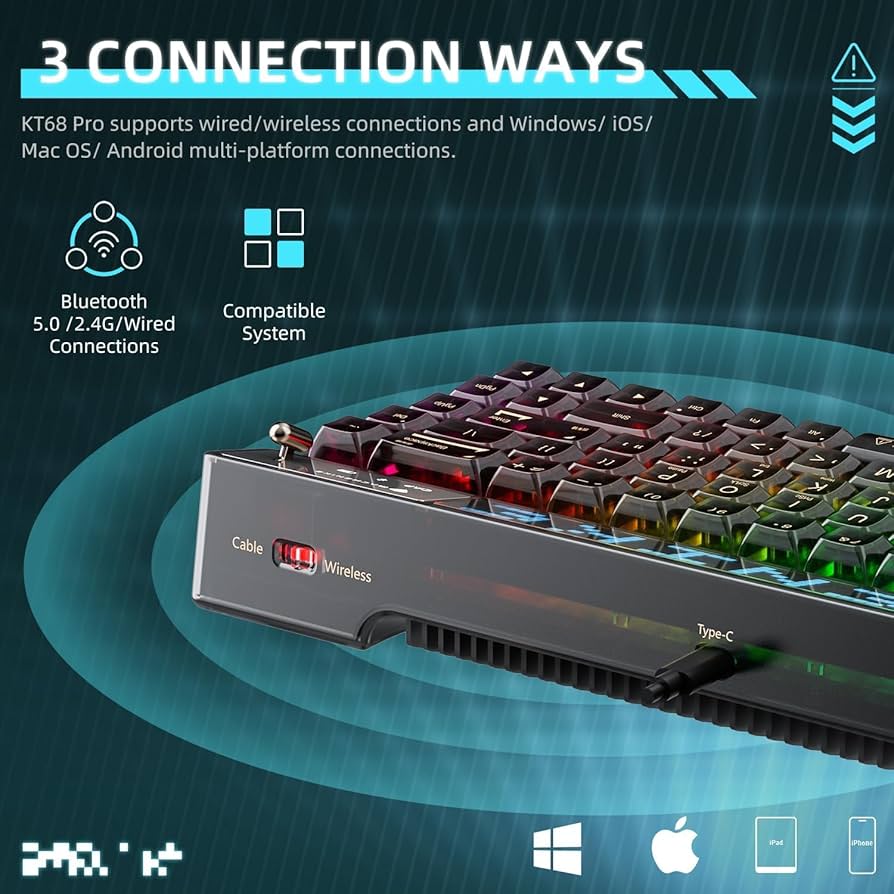 Amazon.com: Machenike KT68 Pro 65% RGB Wireless Compact Mechanical