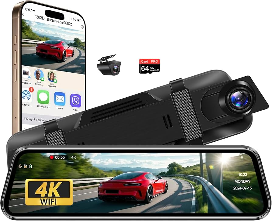 Amazon.co.jp: 2026進級版4Kドライブレコーダー ミラー型【WiFi機能+