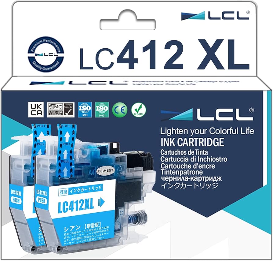Amazon.co.jp: LCL Brother用 ブラザー用 LC412 LC412XL LC412XLC 顔料