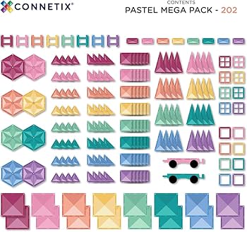 Amazon.com: Connetix Magnetic Tiles Pastel Mega Pack, 202 Pieces