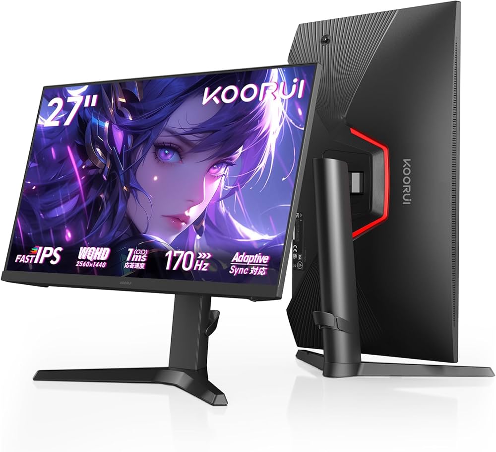Amazon.co.jp: KOORUI ゲーミングモニター 27インチ モニター 170Hz