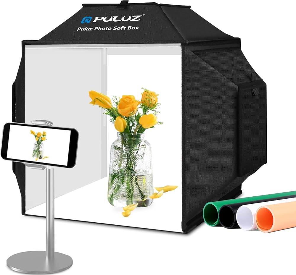 Amazon | PULUZ 40CM撮影ブース 480個 超高輝度LEDライト 4色背景布