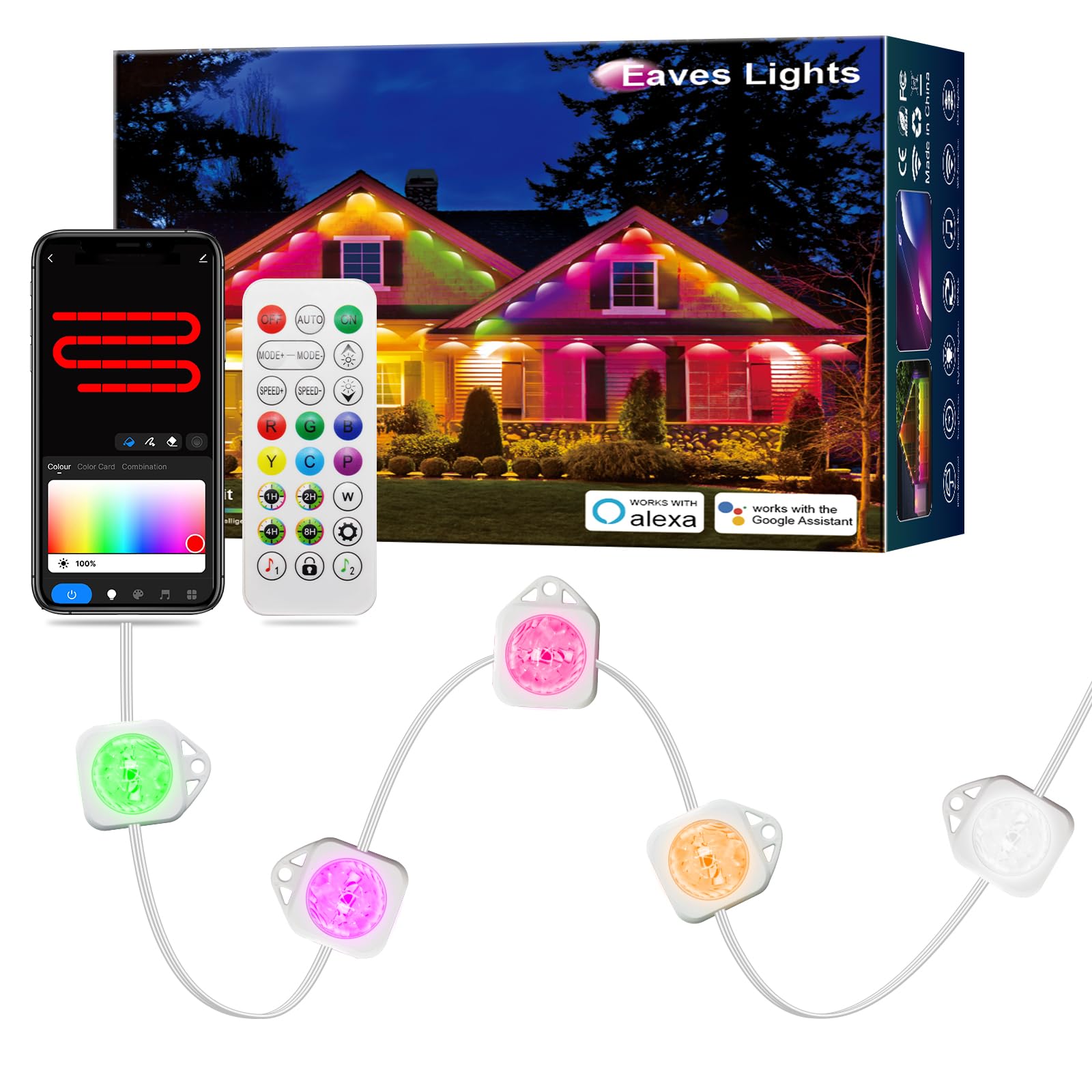 LemonNova 120ft 88 LED Outdoor String Lights, IP67 Waterproof, App
