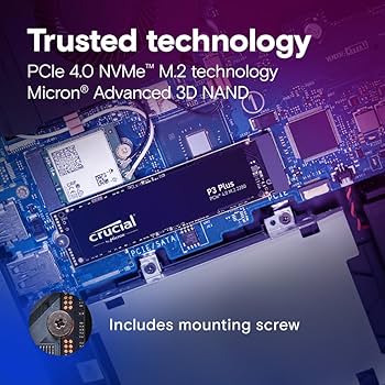 Crucial P3 Plus PCIe Gen4 NVMe 1TB SSD, Up to 5,000MB/s Read