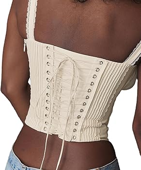 Amazon.com: YADMISU Women's Lace Up Cami Corset Tops Cold Shoulder