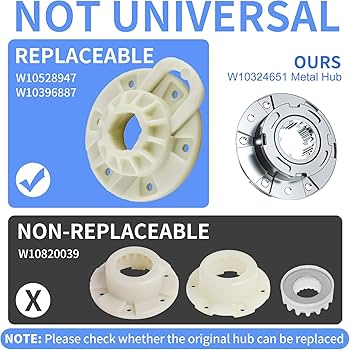 Upgraded W10324651 Metal Hub Replacement for Whirlpool Washer
