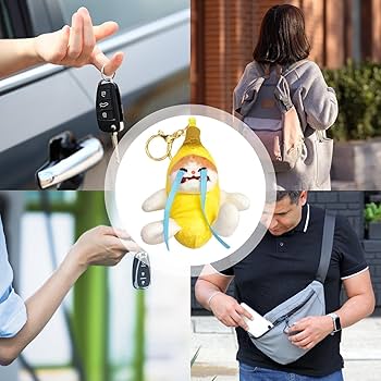 Amazon.co.jp: かわいいバナナ猫キーホルダー、泣いているバナナ猫