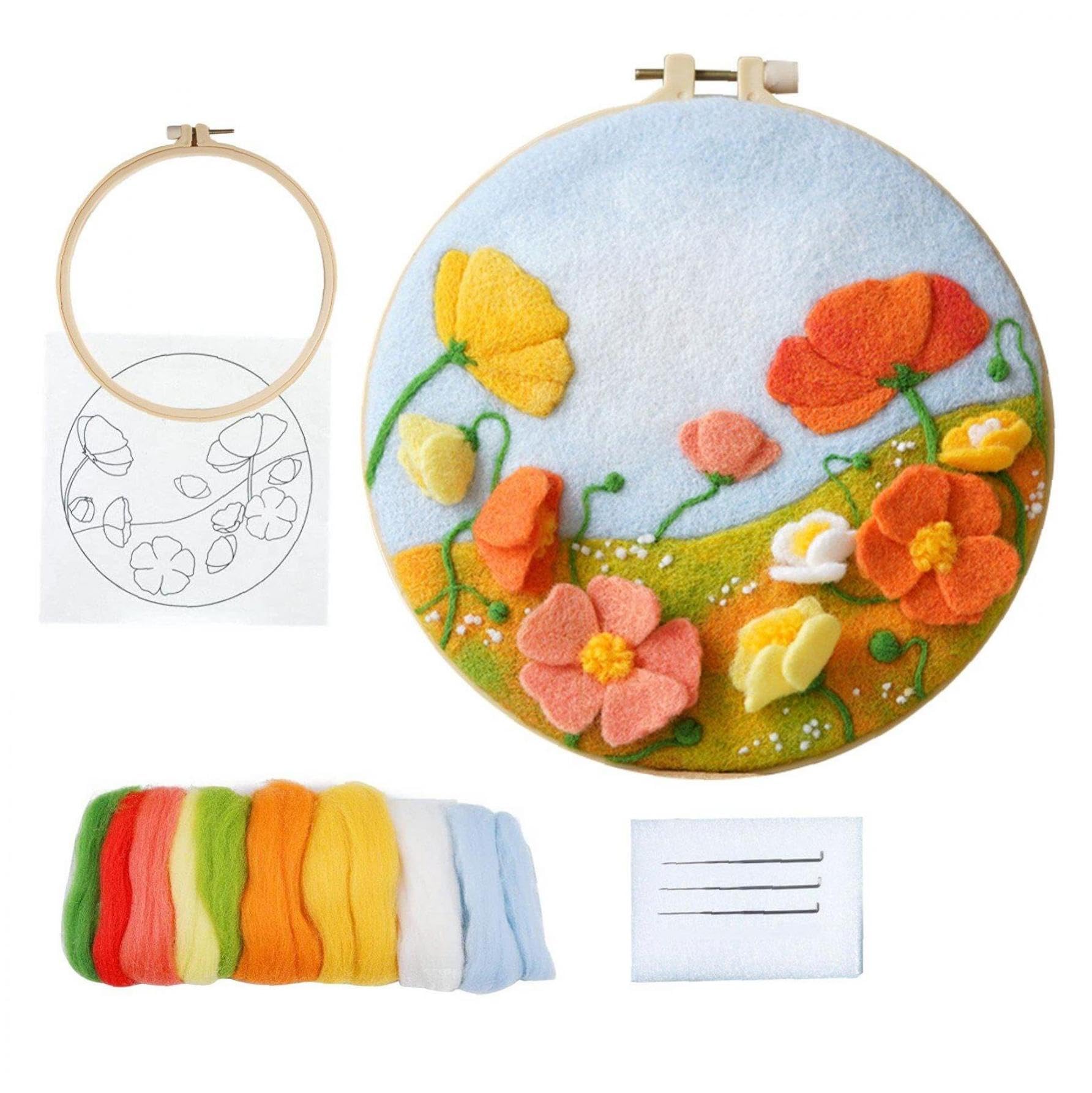 Amazon.co.jp: Diy羊毛フェルト絵画針刺フェルト入門キット羊毛絵画