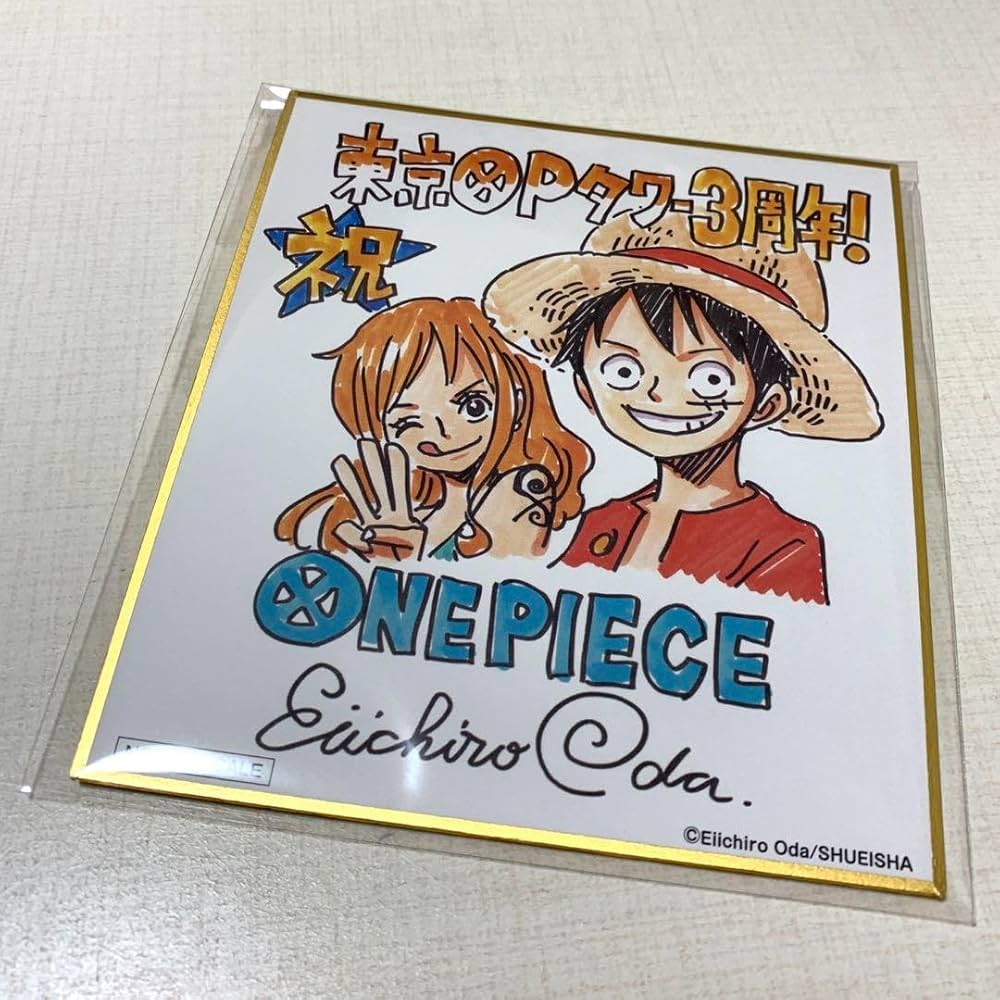 Amazon | ワンピースタワー 5周年記念原作書き下ろしミニ色紙 ルフィ