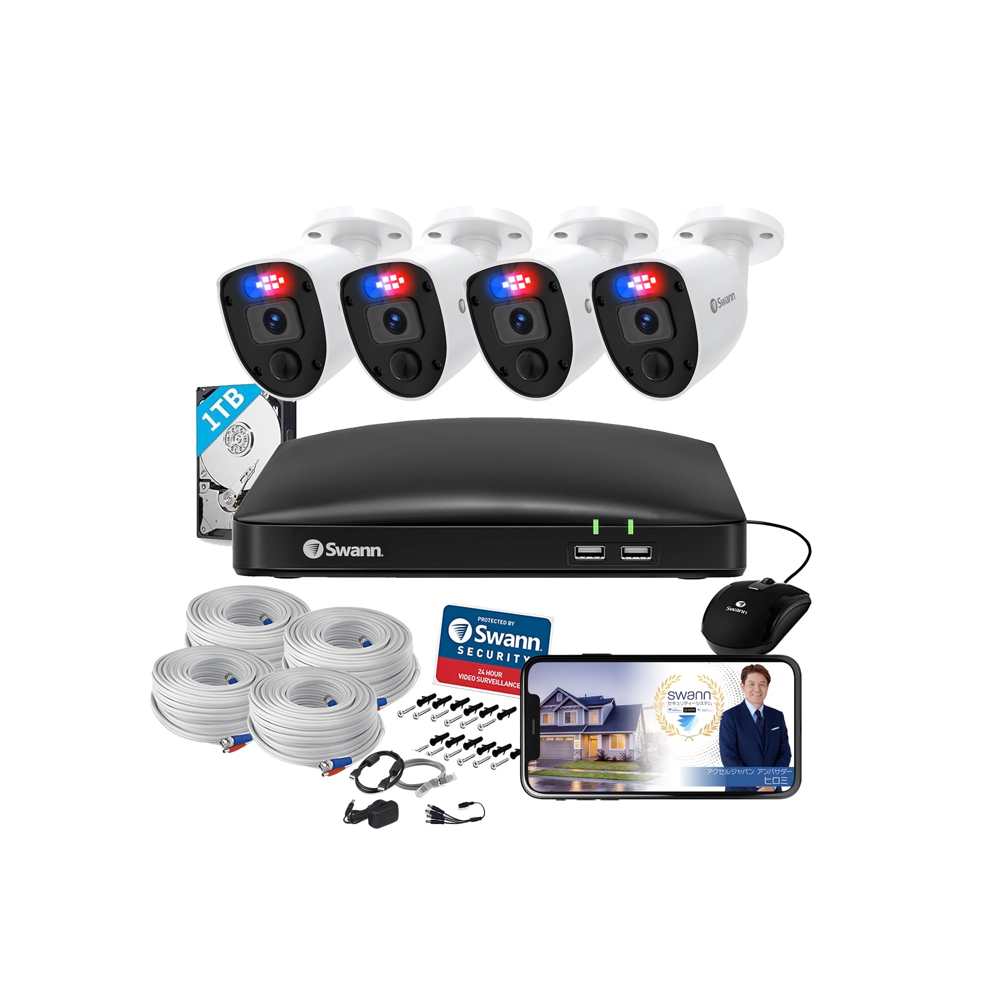 Amazon.co.jp: 【日本正規代理店】Swann セキュリティカメラ 4CH DVR
