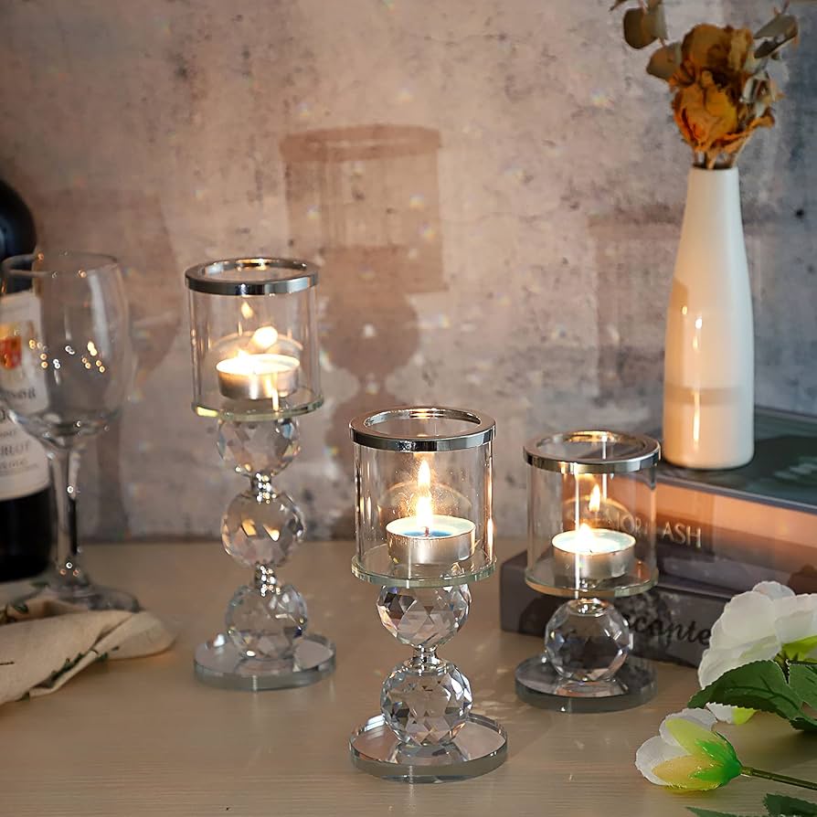 Amazon.co.jp: OwnMy クリスタルガラスキャンドルスティックホルダー