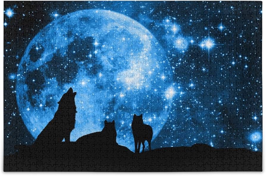 Amazon.co.jp: MAKIKU 1000ピース ジグソーパズル オオカミ 月 夜空