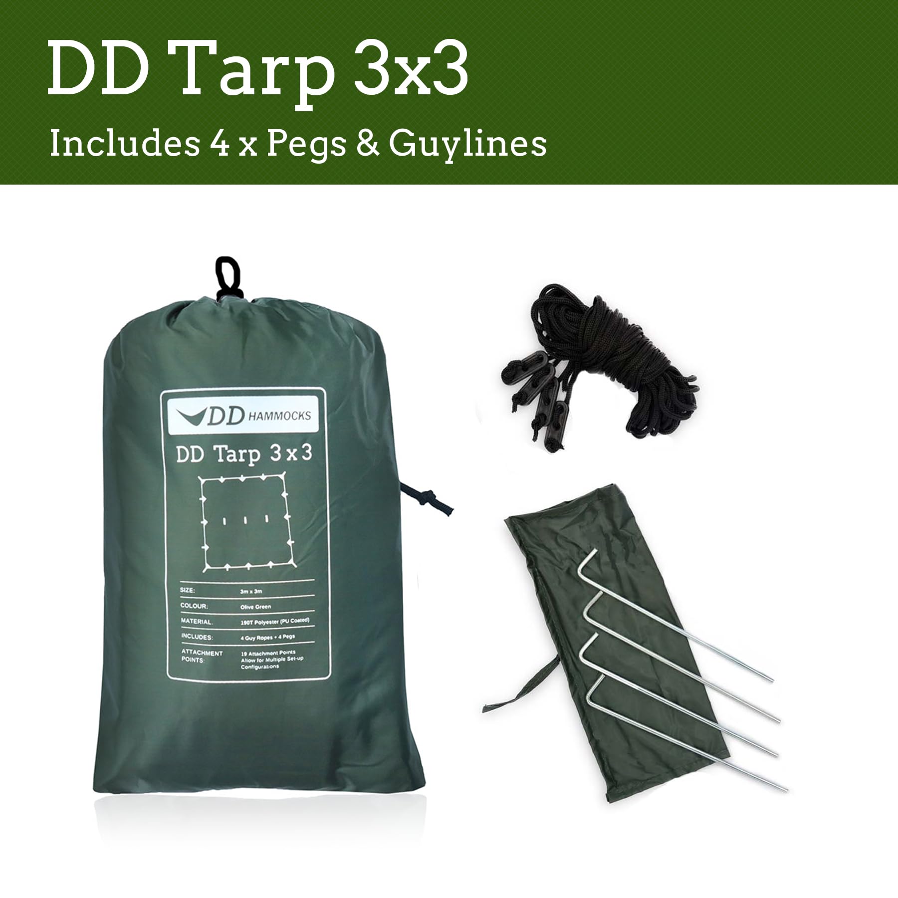 Amazon | DD Hammocks DD タープ 3×3 (オリーブグリーン）日本正規品