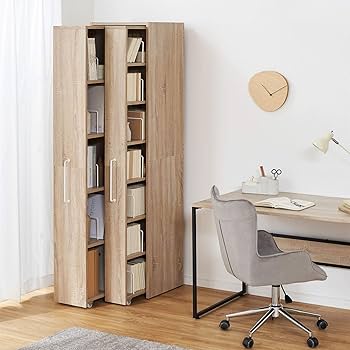 Amazon｜LOWYA ロウヤ 本棚 スライド 大容量 スリム 可動棚 教科書