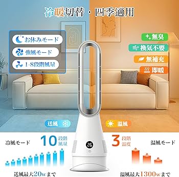 Amazon | セラミックヒーター【2025革新冷暖兼用・1台6役・羽根なし