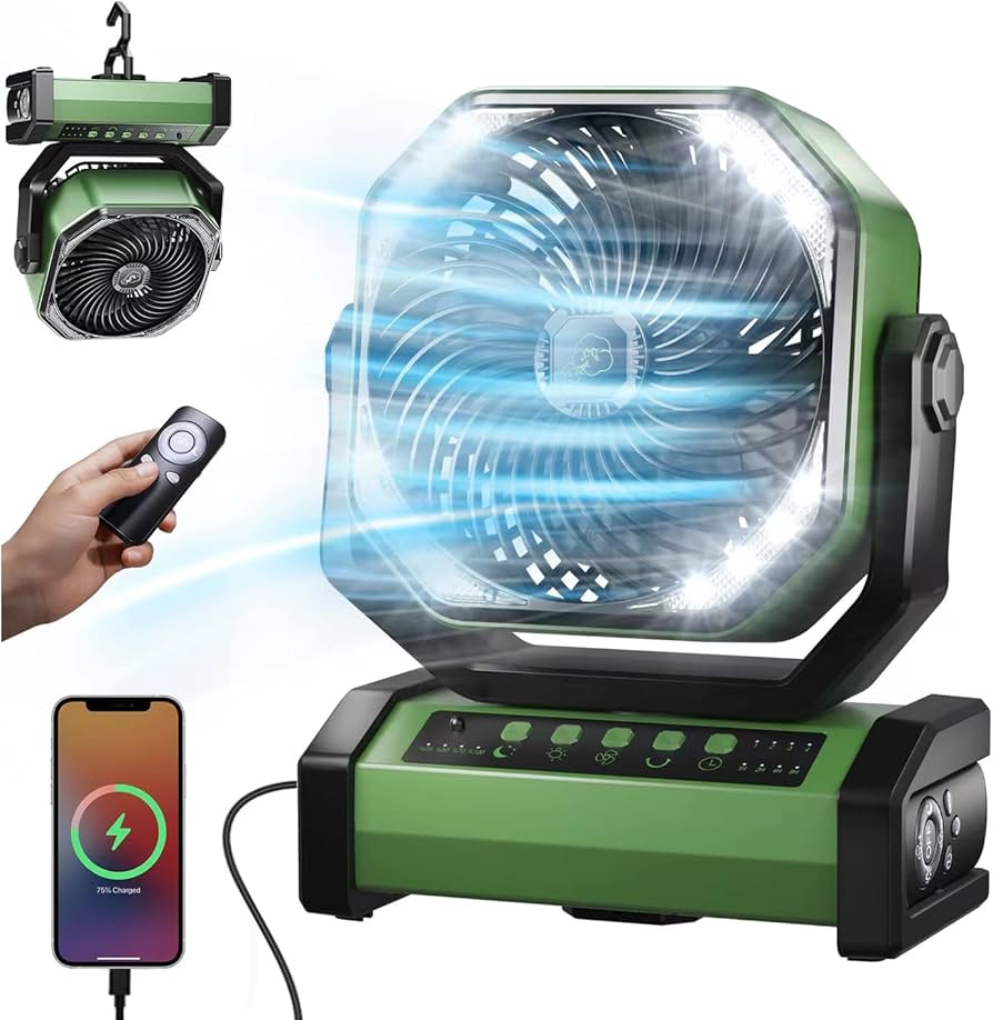 Amazon.co.jp : キャンプ 扇風機 20000mAh大容量 最大60時間連続使用