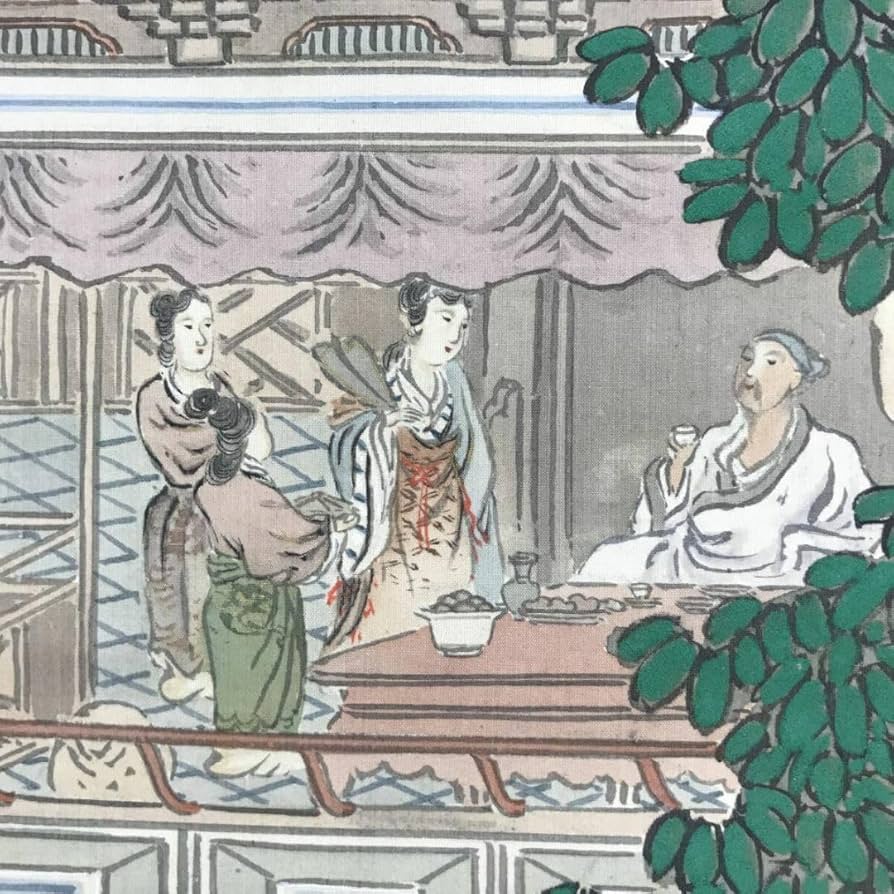 Amazon.co.jp: 真作鈴木百年山水図楼閣山水図宮中図掛軸宝船AH-693