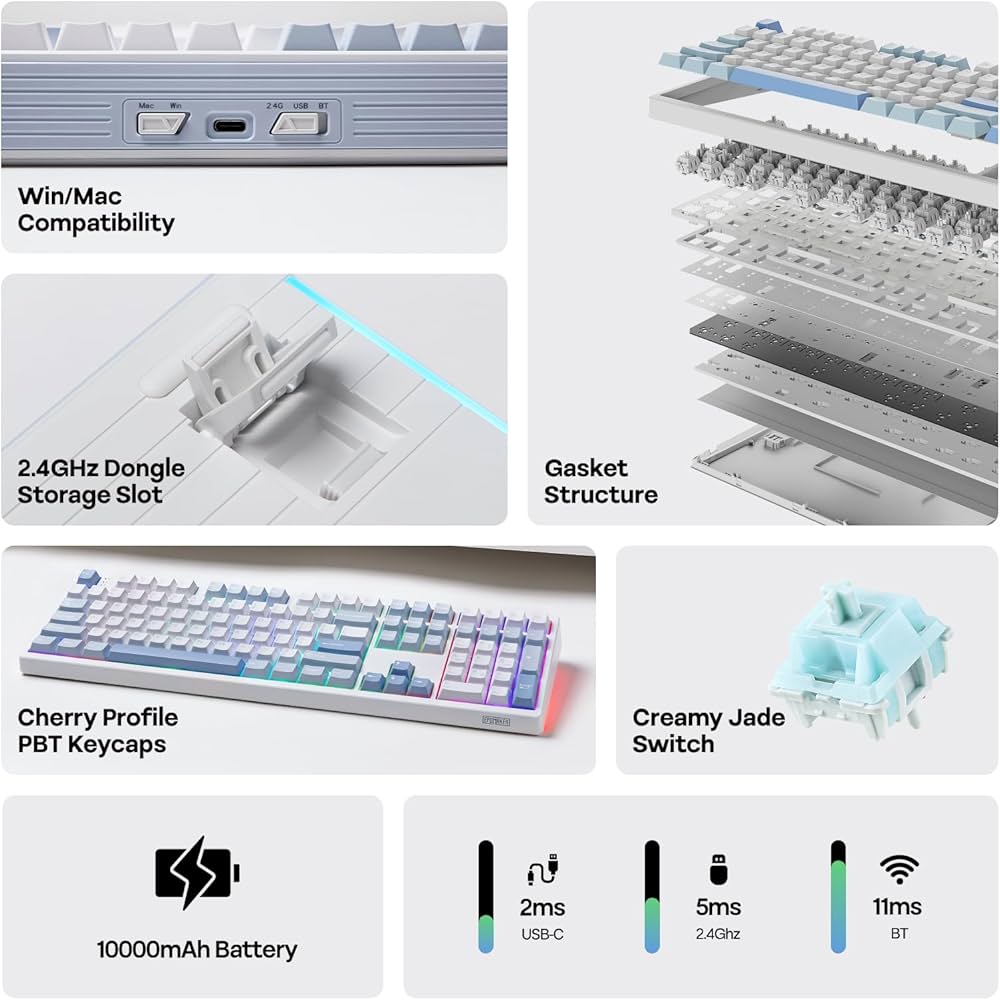 Amazon | EPOMAKER TH108 フルサイズメカニカルキーボード 8000mAh