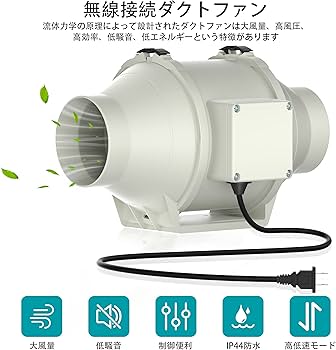 Amazon.co.jp: OOPPEN ダクトファン ワイヤレススイッチ付 100mm 風量