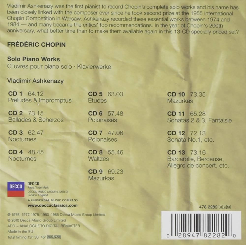 Frédéric François Chopin, Vladimir Ashkenazy - Chopin: Solo Piano