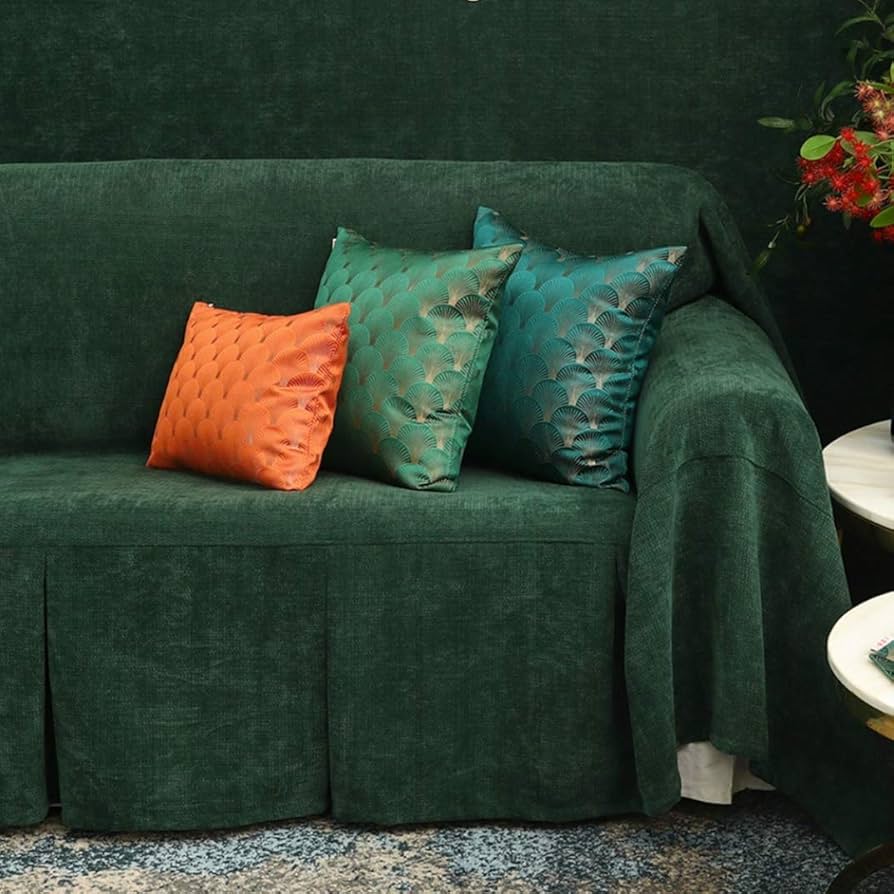 Amazon｜マルチカバー ダークグリーン ソファカバー シンプル 多機能