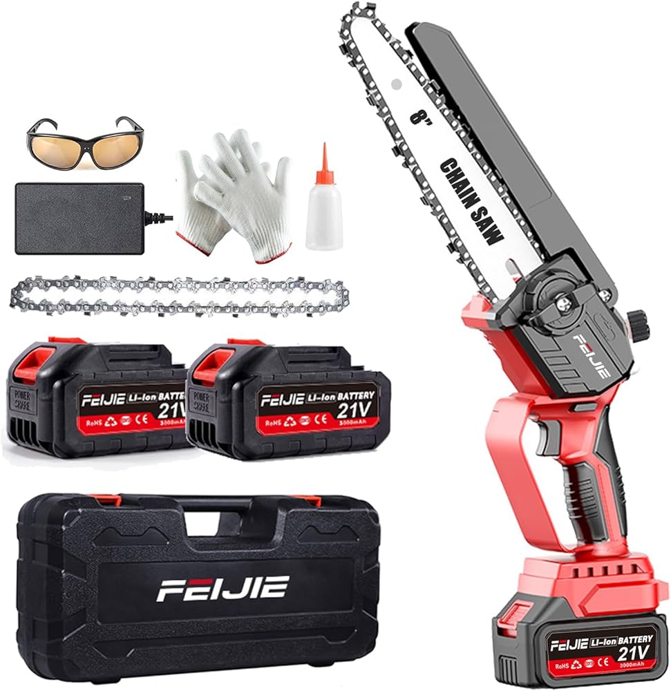 Amazon | チェーンソー 充電式 8インチ 自動給油 ブラシレスモーター