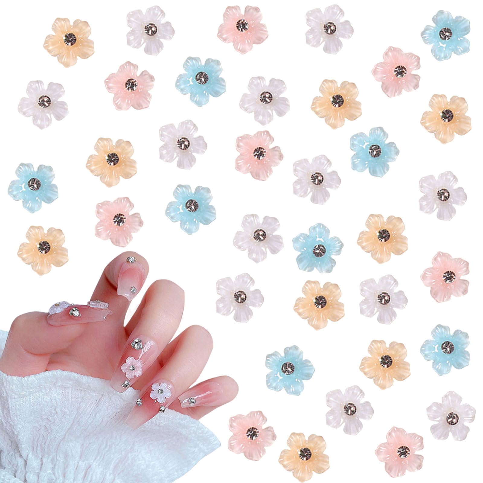 Amazon | ネイルパーツ 花 60個入り 3D 立体 お花パーツ 樹脂 可愛い