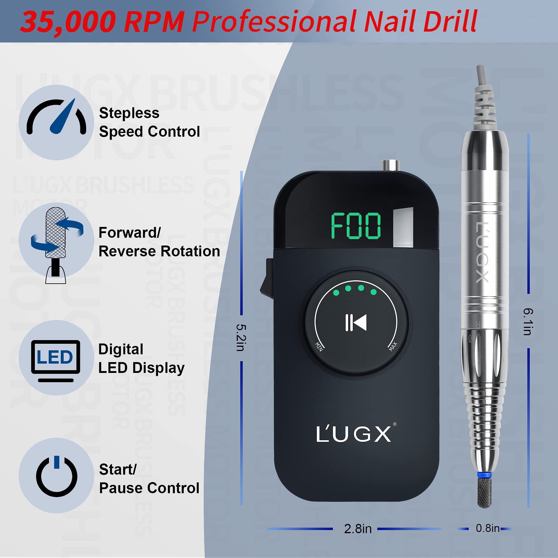 Amazon.co.jp: L'UGX 電動ネイルマシン 35000RPM プロ ブラシレス