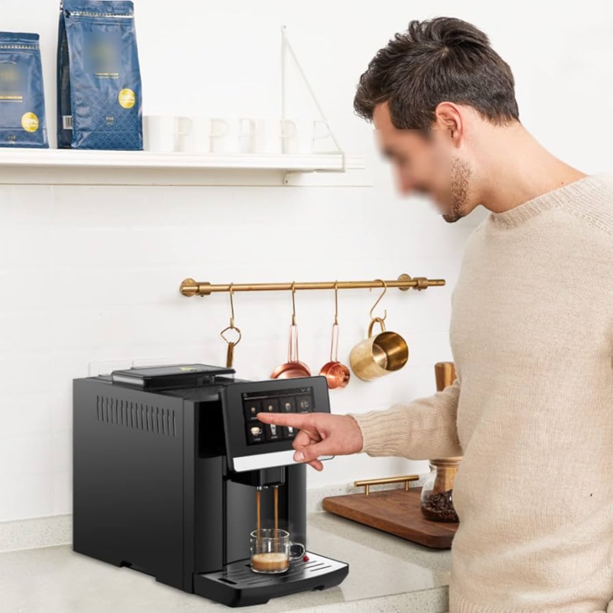 Amazon | タッチスクリーンスマートコーヒーマシン、統合粉砕、家庭用