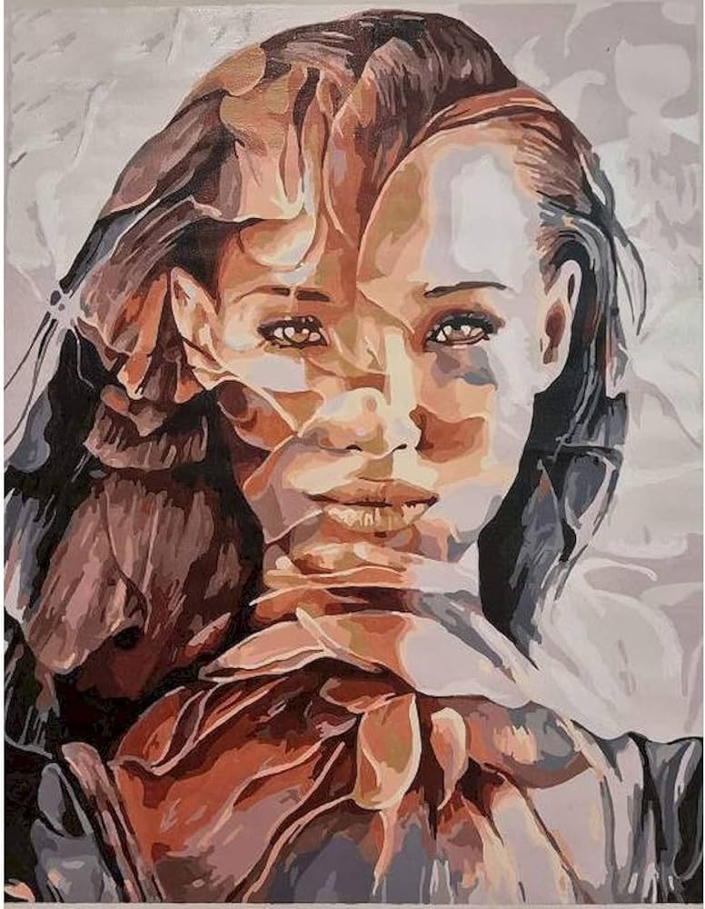 Amazon | 数字による人物画ユニークなギフト絵の描画抽象的な女性